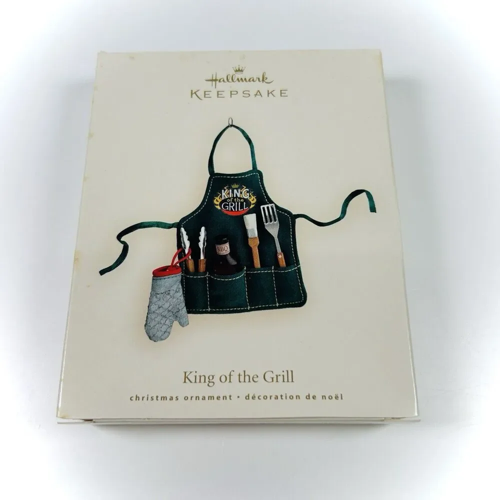 Hallmark Christmas Ornament King of the Grill Apron with BBQ Tools 2007 Keepsake